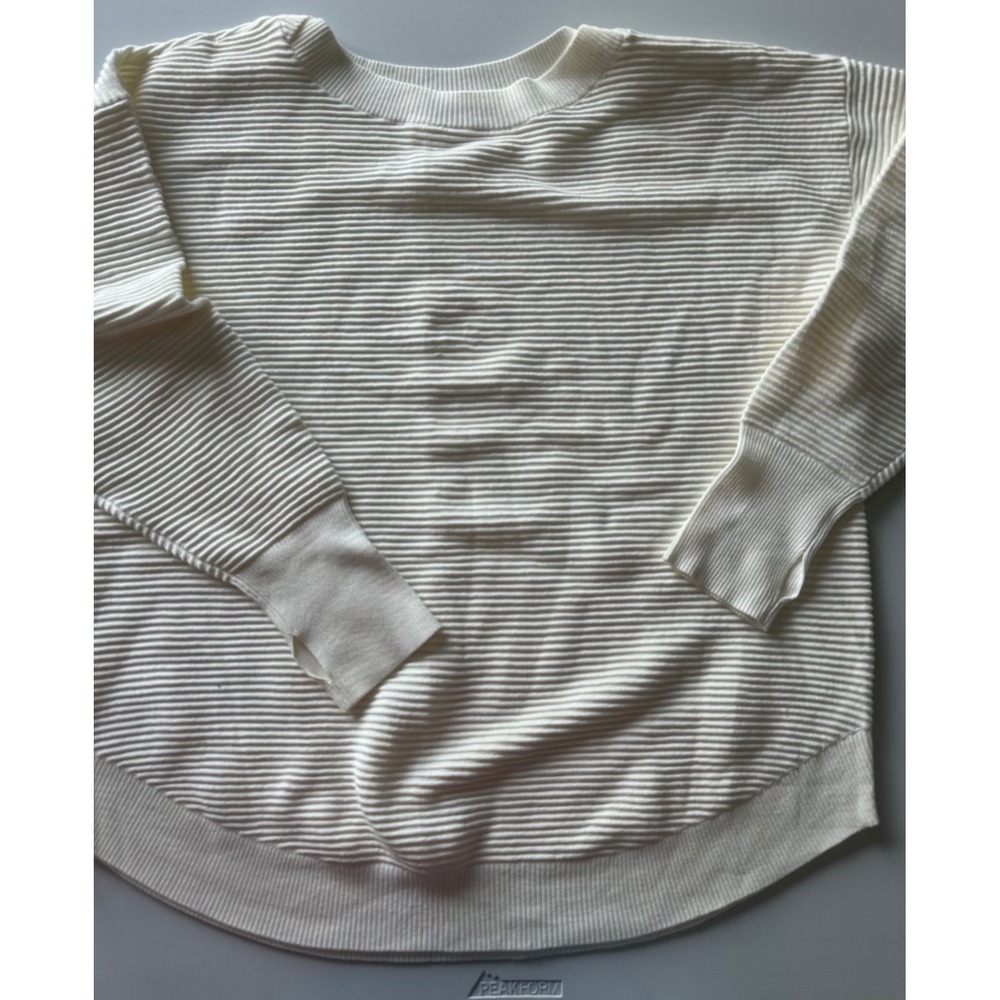 OFFLINE by Aerie Ribbed Crewneck Sweater Cream White Thumbhole Cuffs Large